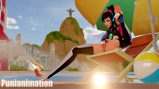 Dva Masturbating on the beach