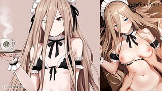 Sousou no Frieren hentai animation – big tits Sense cosplay coffee maid porn hentai